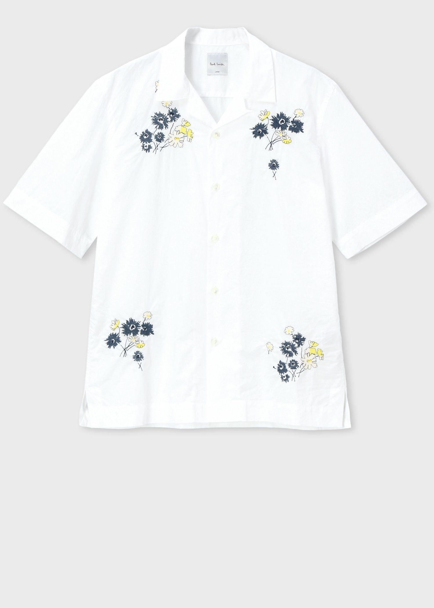 "Floral embroidery" オープンカラーシャツ