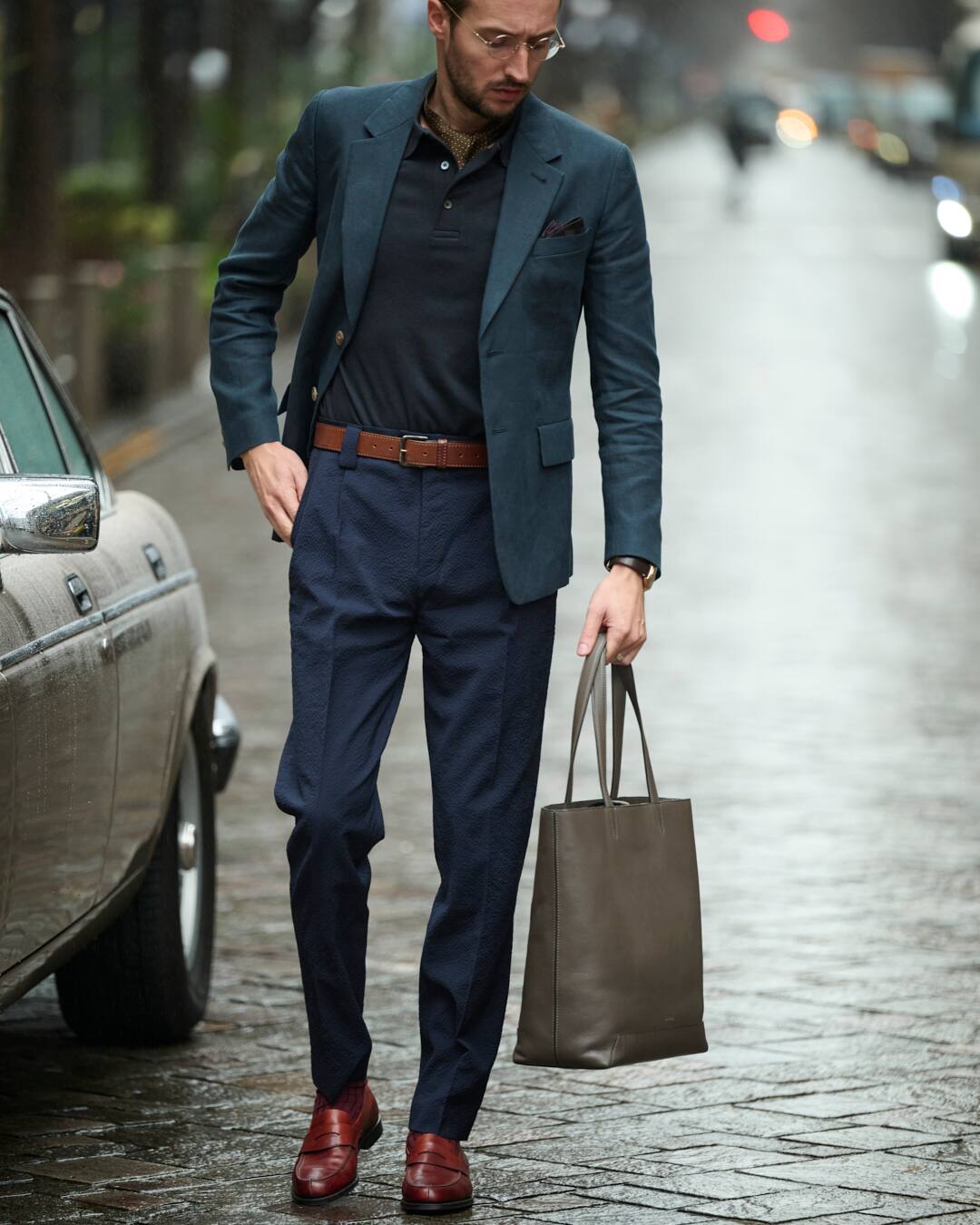 Paul Smith ポールスミス 光沢 リネン100％ スーツ ネイビー L