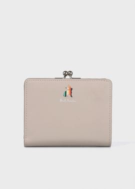 マーケトリーストライプラビット がま口2つ折り財布