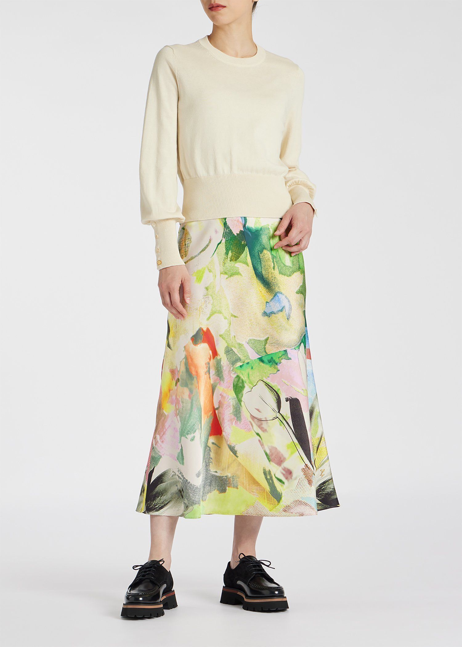 ウィメンズ "Fabric Floral Collage" バイアス スカート
