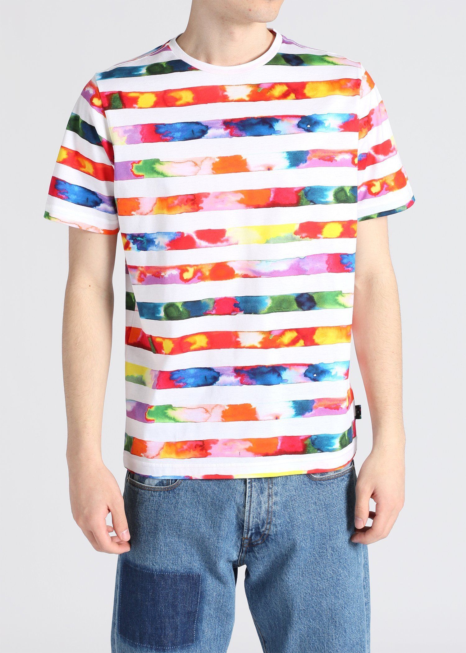 ”Watercolour Stripe" プリントTシャツ