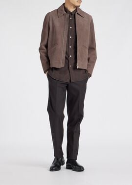 【コンビニ受取対応商品】 ゴートスエード ブルゾン（チョコレートブラウン ダブルジップ ジャケット・アウター