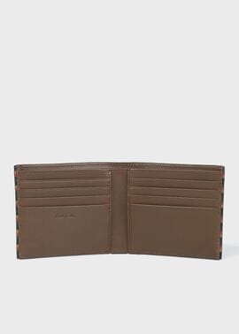ブライトストライプトリムSS24 2つ折り財布（ブラウン