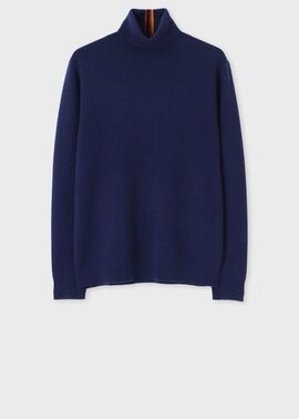 アーティストストライプポイント カシミヤ タートルニット