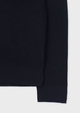 フィッシャーマンズリブ モックネックニット（ネイビー