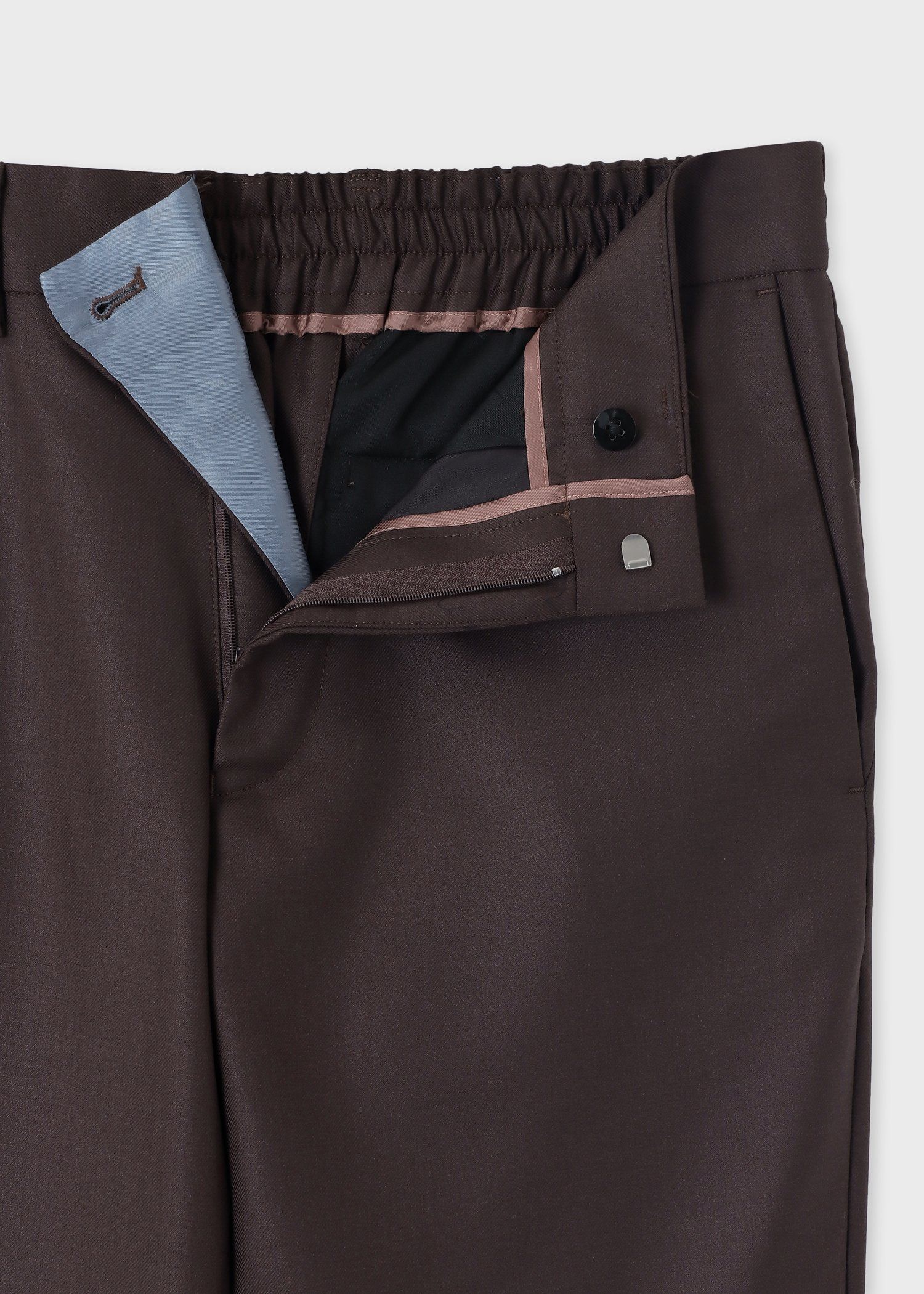ソリッド ウールストレッチ テーパード トラウザーズ 'A Suit To Travel In'
