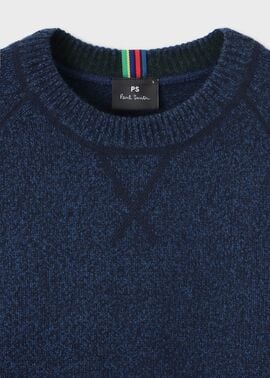 【18％OFF】 メランジ ｜ポール ラグランスリーブニット（インディゴブルー） セーター