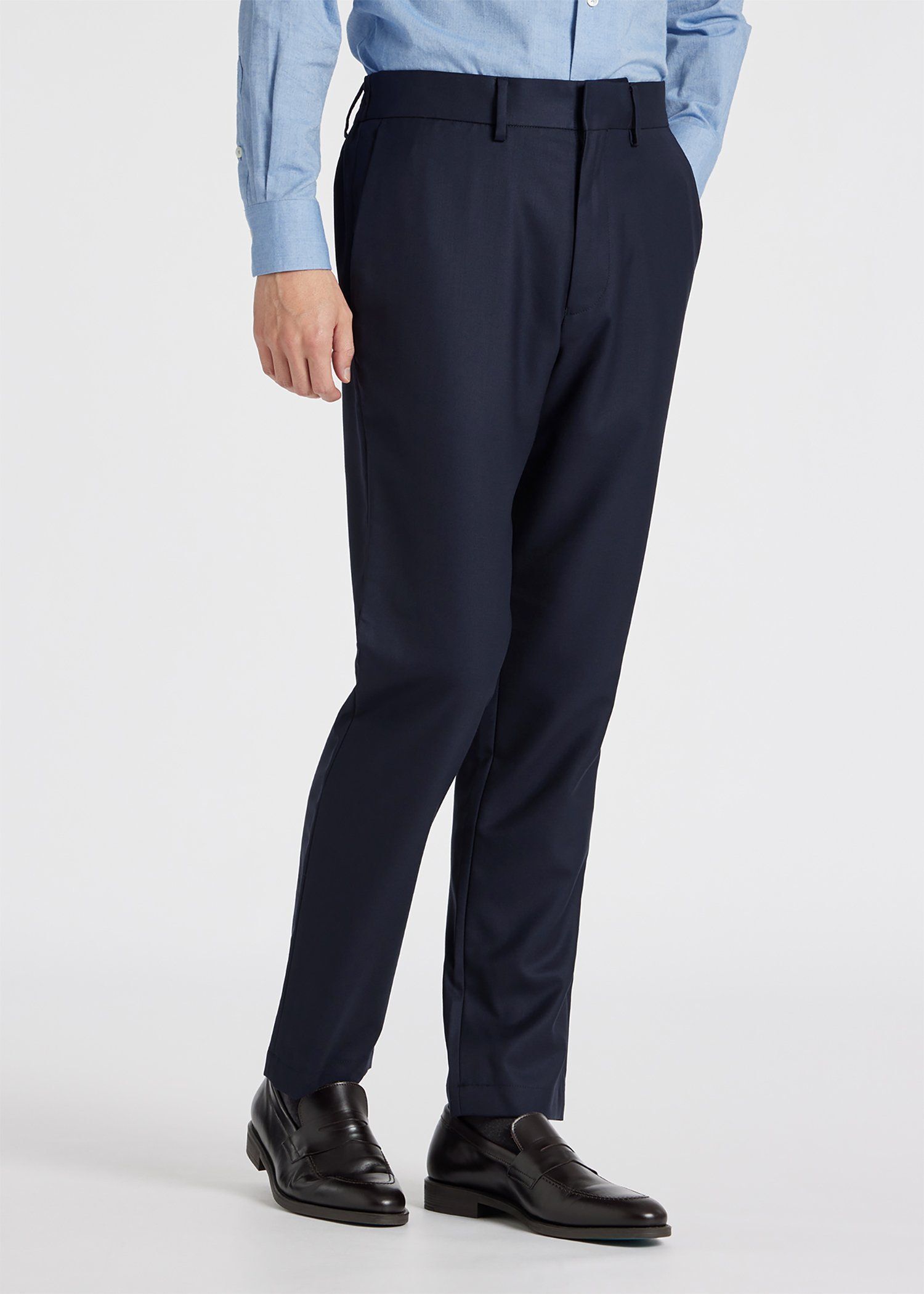 ソリッド ウールストレッチ テーパード トラウザーズ 'A Suit To Travel In'