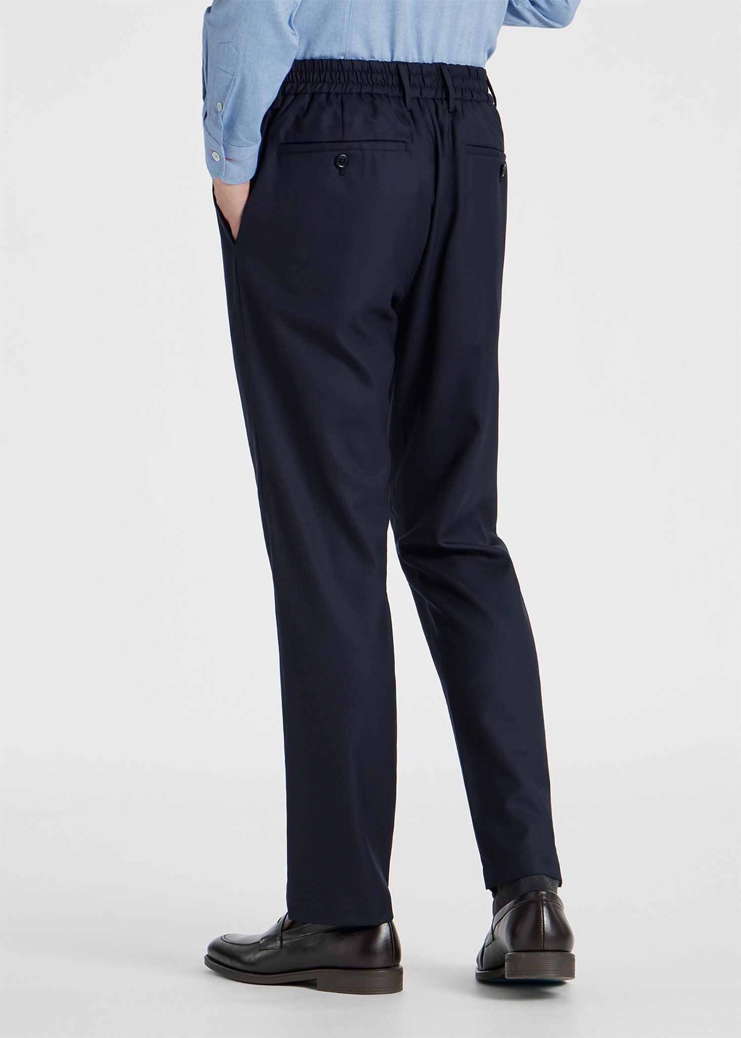 ソリッド ウールストレッチ テーパード トラウザーズ 'A Suit To Travel In'