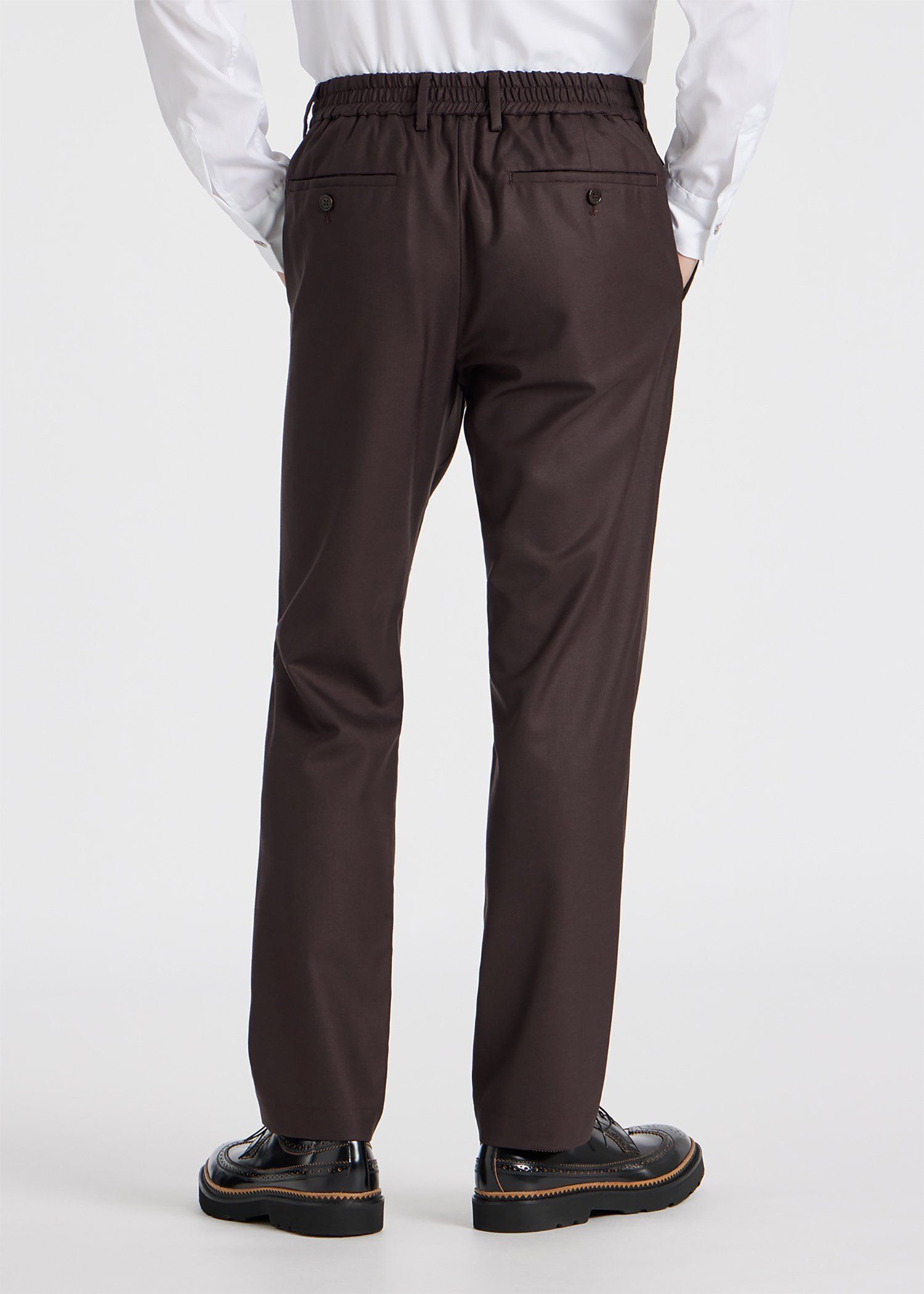 ソリッド ウールストレッチ テーパード トラウザーズ 'A Suit To Travel In'