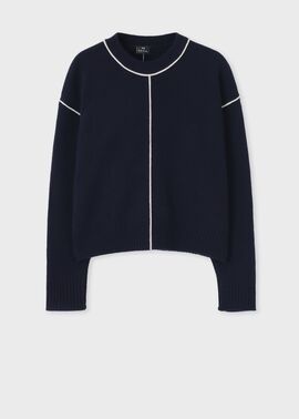 ウィメンズ パイピング クルーネック ニット