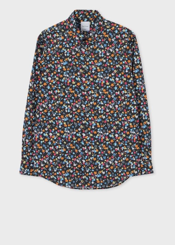 美品 Paul Smith ポールスミス 長袖シャツ 花柄 フラワー 青い花