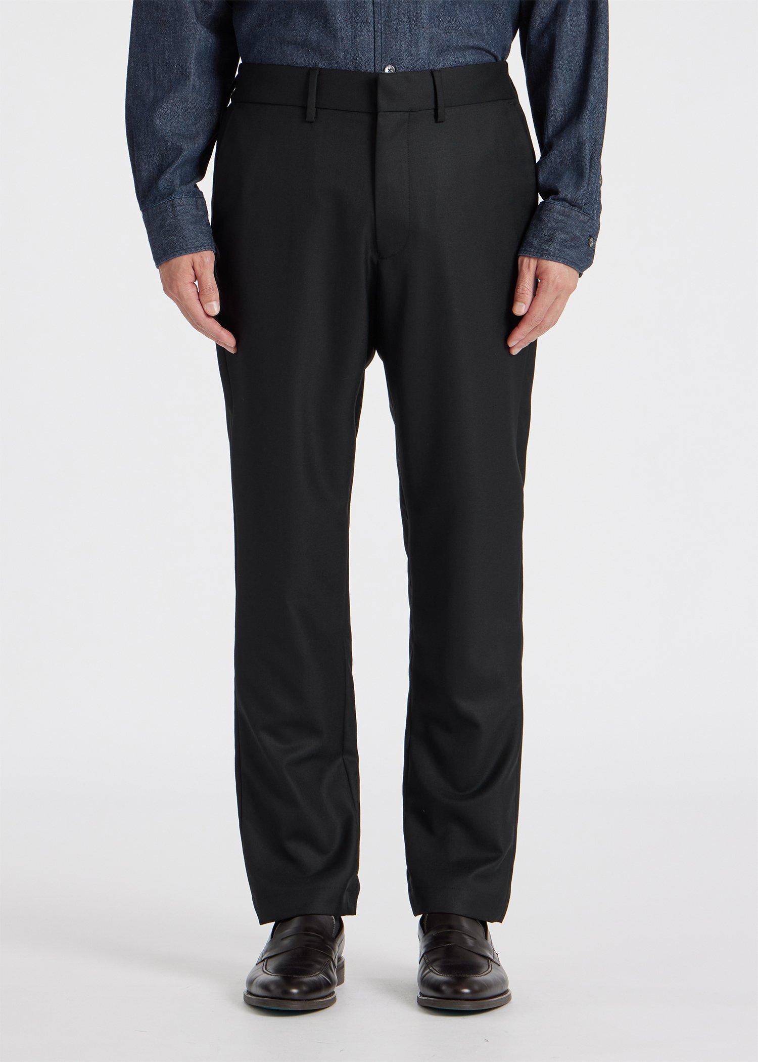 ソリッド ウールストレッチ テーパード トラウザーズ 'A Suit To Travel In'