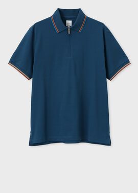 "Signature Stripe" ジップアップ ポロシャツ