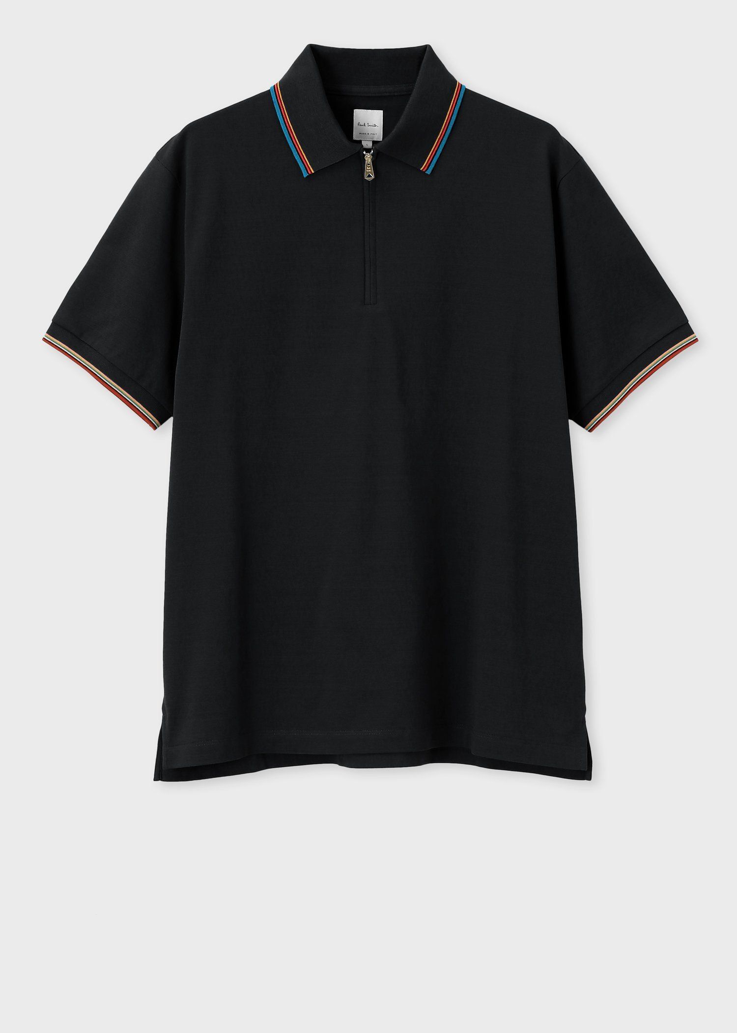 "Signature Stripe" ジップアップ ポロシャツ