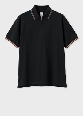 "Signature Stripe" ジップアップ ポロシャツ