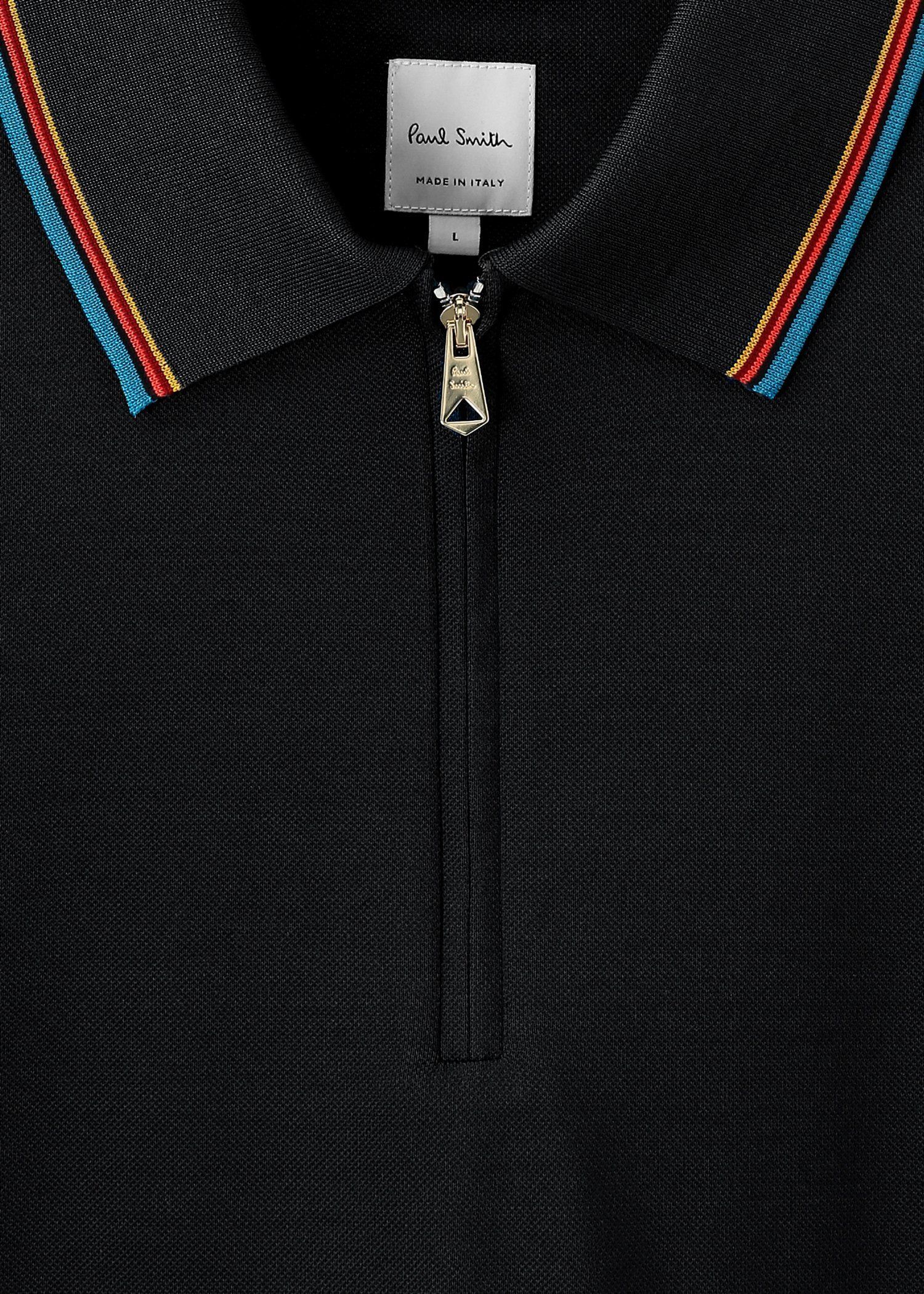 "Signature Stripe" ジップアップ ポロシャツ