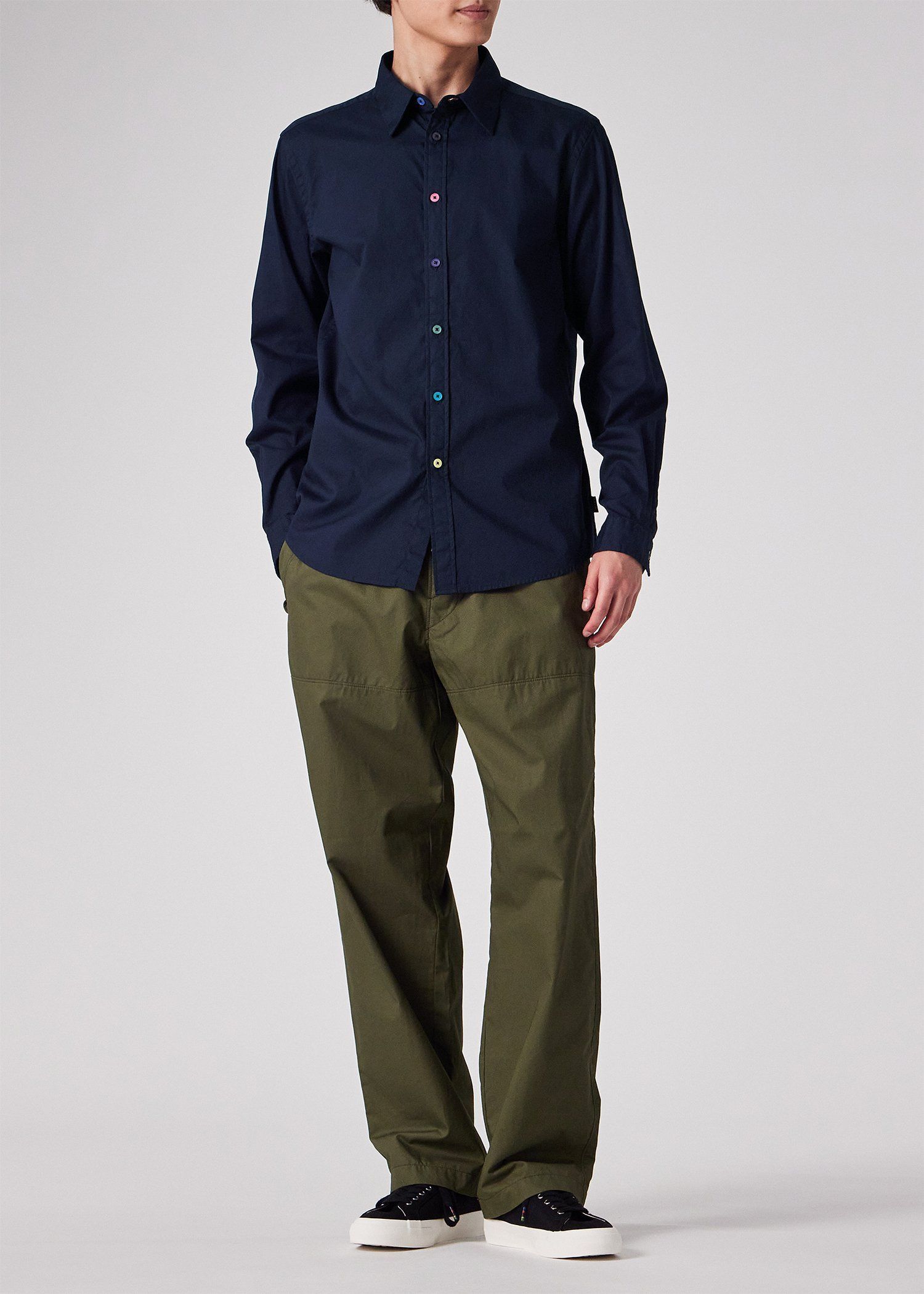 マルチカラーボタン カジュアルシャツ