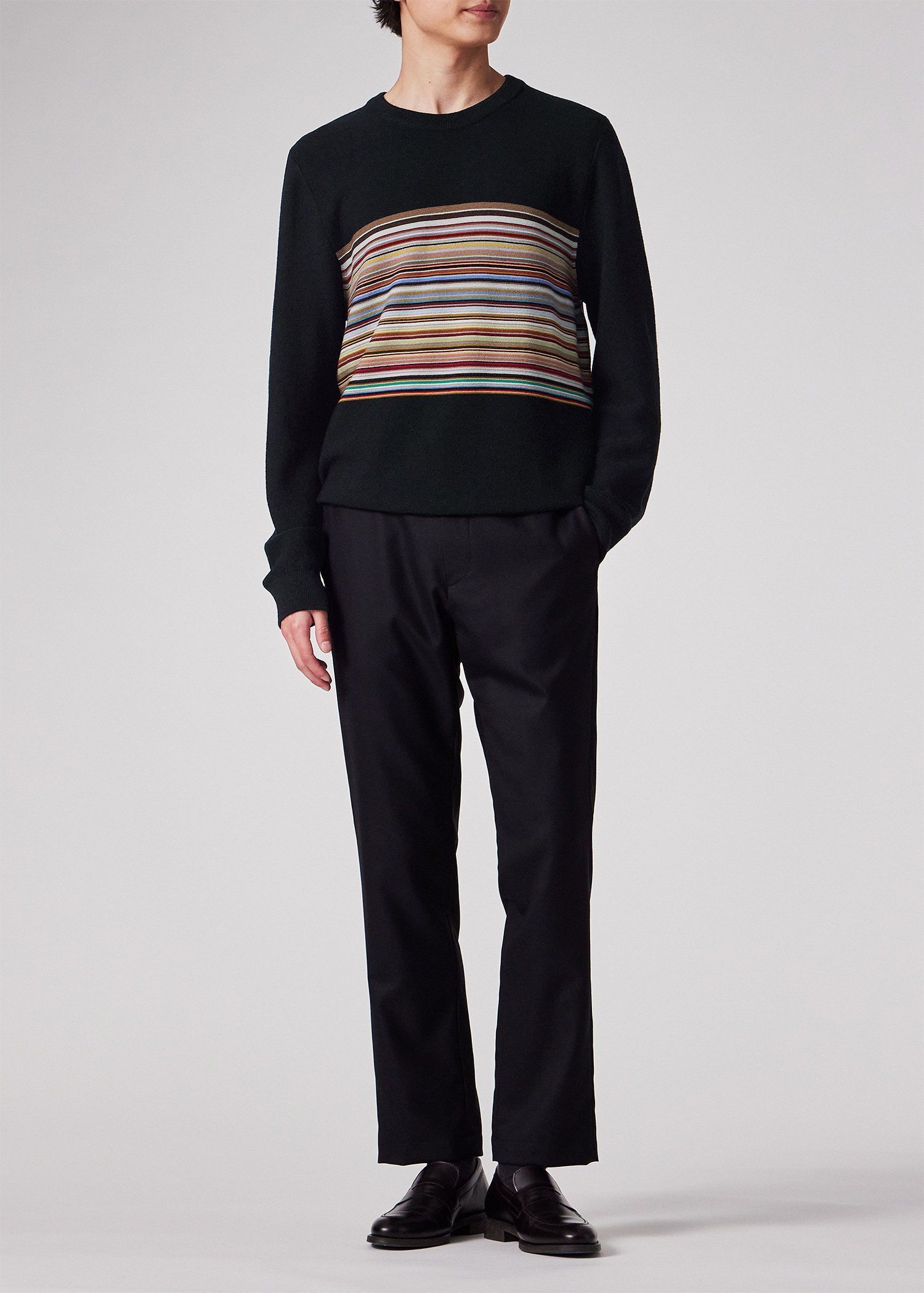 "Signature Stripe" クルーネックニット
