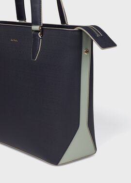 カラーブロックレザー トートバッグ(ネイビー) |ポール・スミス カラーブロックレザー トートバッグ(ネイビー) |ポール・スミス