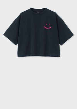 ウィメンズ "Happy" クロップド 半袖Tシャツ