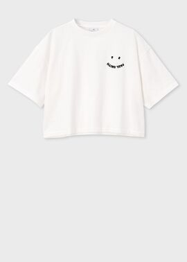 ウィメンズ "Happy" クロップド 半袖Tシャツ