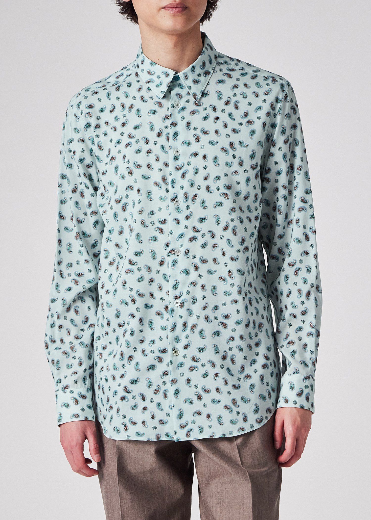 ✨美品✨ポールスミス　長袖シャツ　サマーヒルタウン　アートプリント　総柄　日本製 ポールスミスPaul Smith PS ステッカープリント総柄長袖シャツ