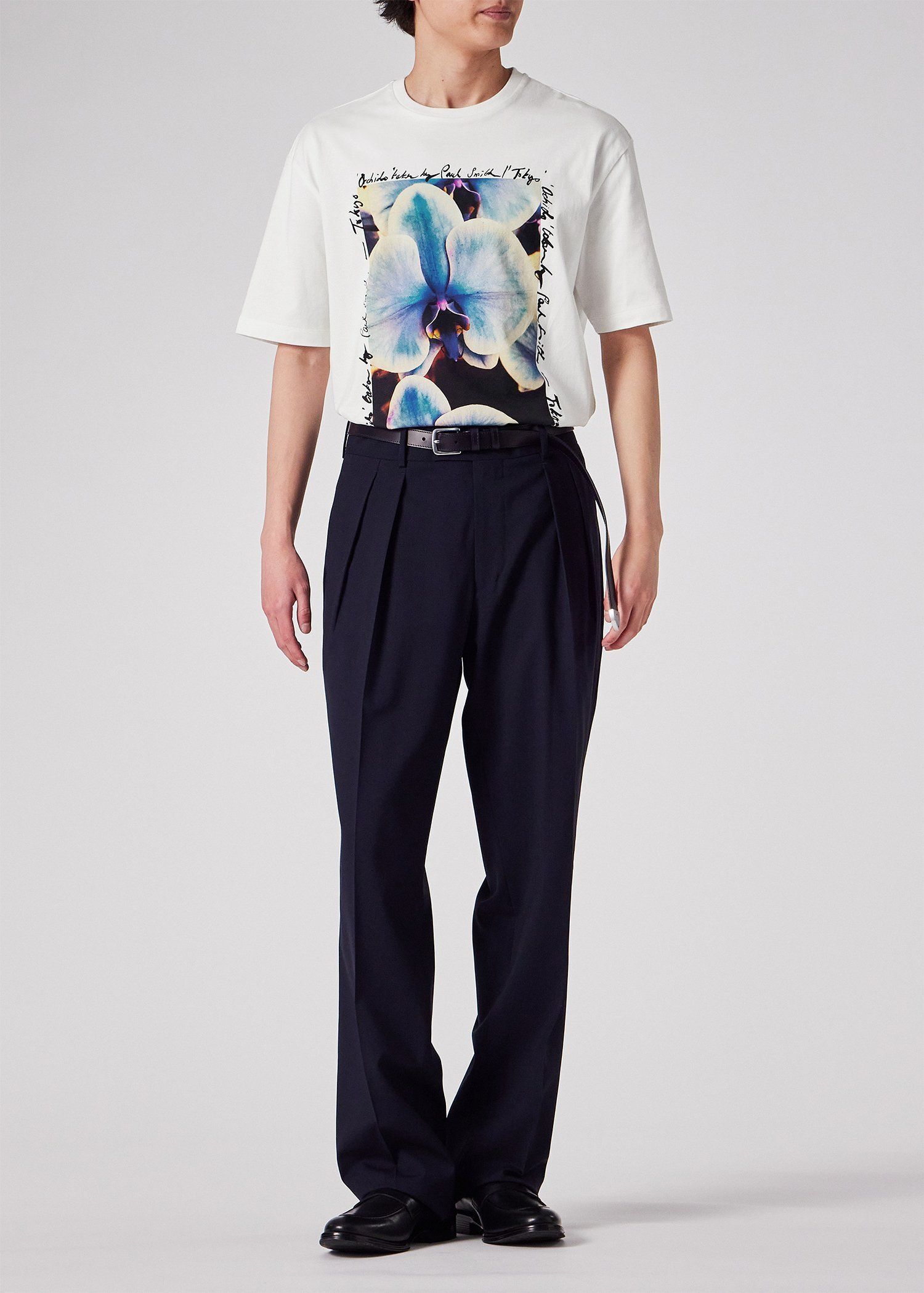 "Orchid" プリント 半袖Tシャツ