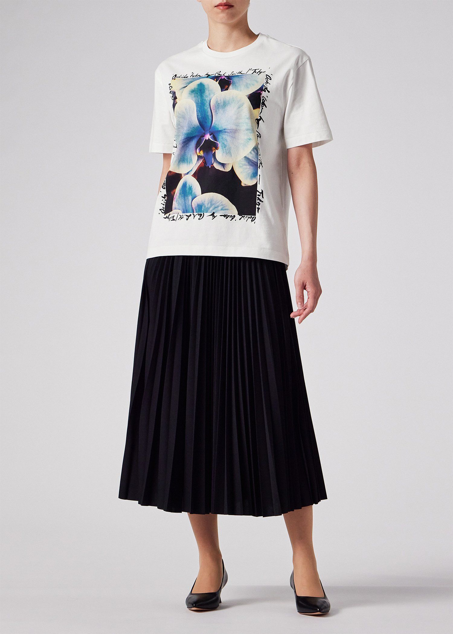"Orchid" プリント 半袖Tシャツ