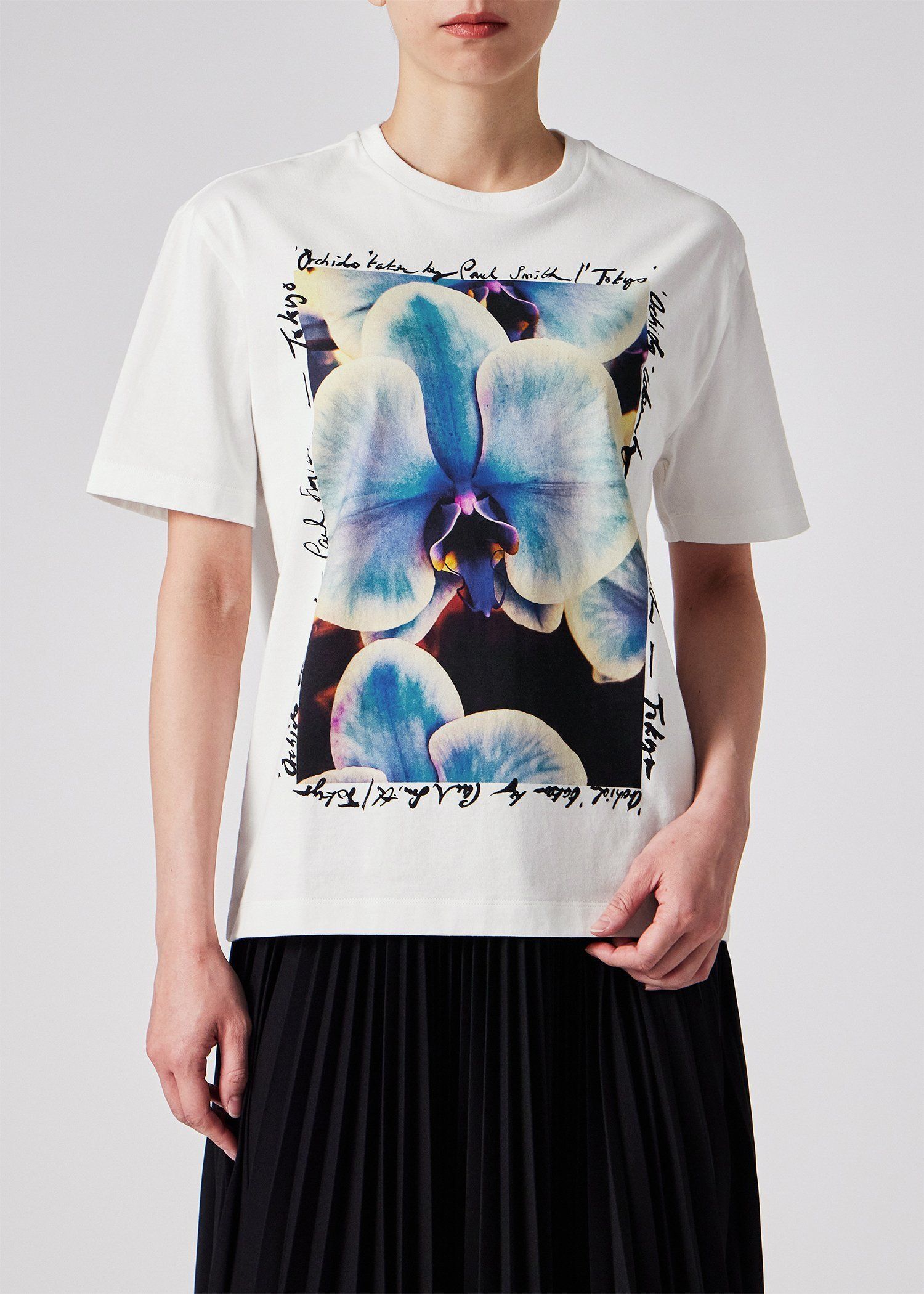 "Orchid" プリント 半袖Tシャツ