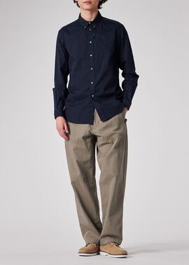 PaulSmithネイビーストライプシングル2釦裏地花柄フラワー Flower