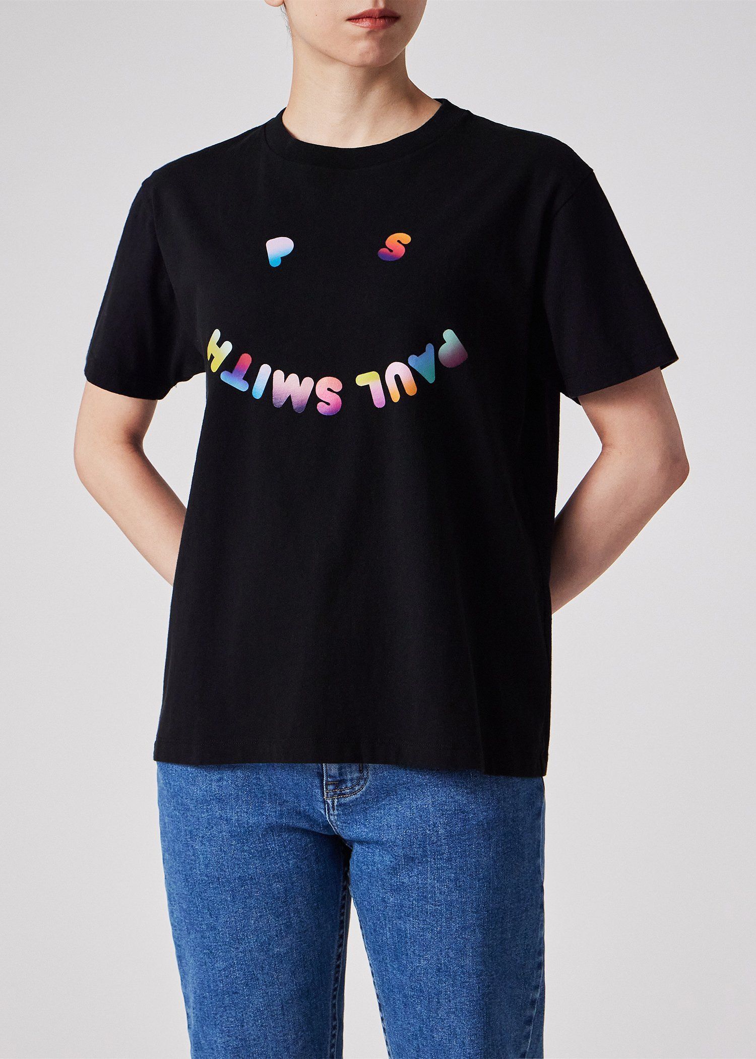 ウィメンズ "Happy" グラデーション ポップ 半袖Tシャツ