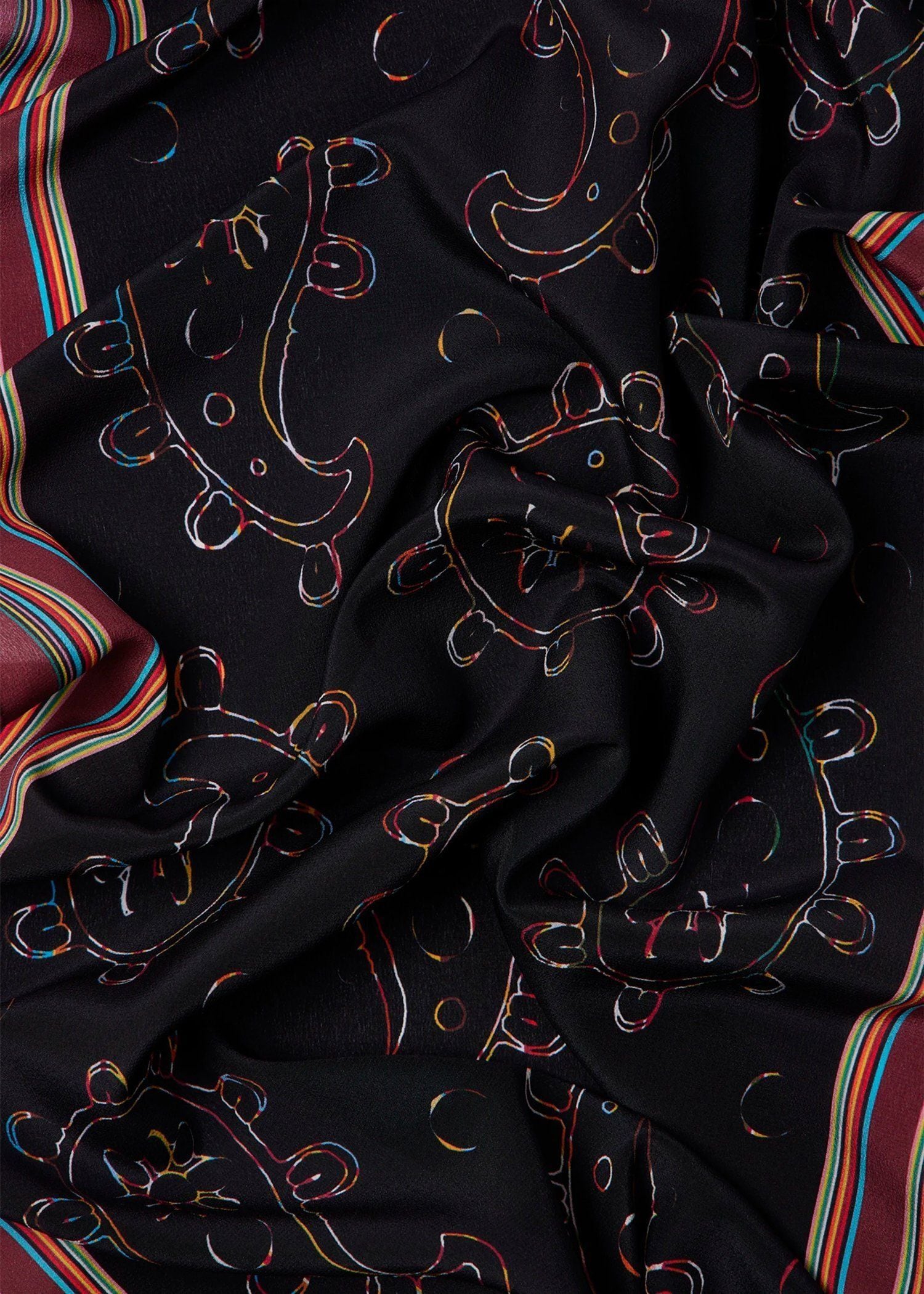 ウィメンズ "Black Signature Stripe" ペイズリー プリント スカーフ