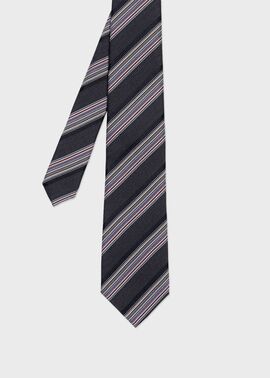 新品未使用✨ポールスミス　マルチストライプ　レジメンタル　現行タグ　大剣8㎝ マルチカラーレジメンタル タイ（ダークグレー） ｜ポール・スミス