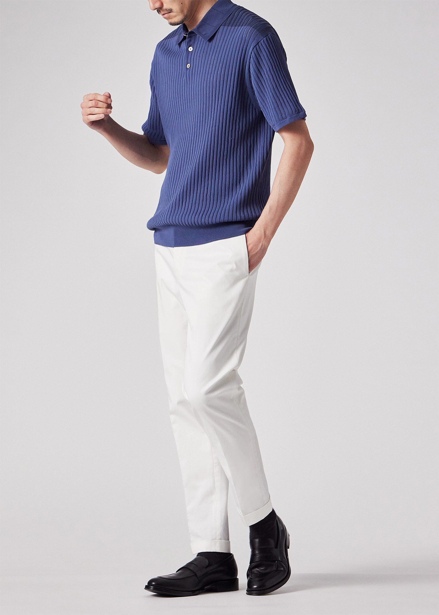 新品☆PS Paul Smith コットン ストレッチ トラウザース☆紺☆XL