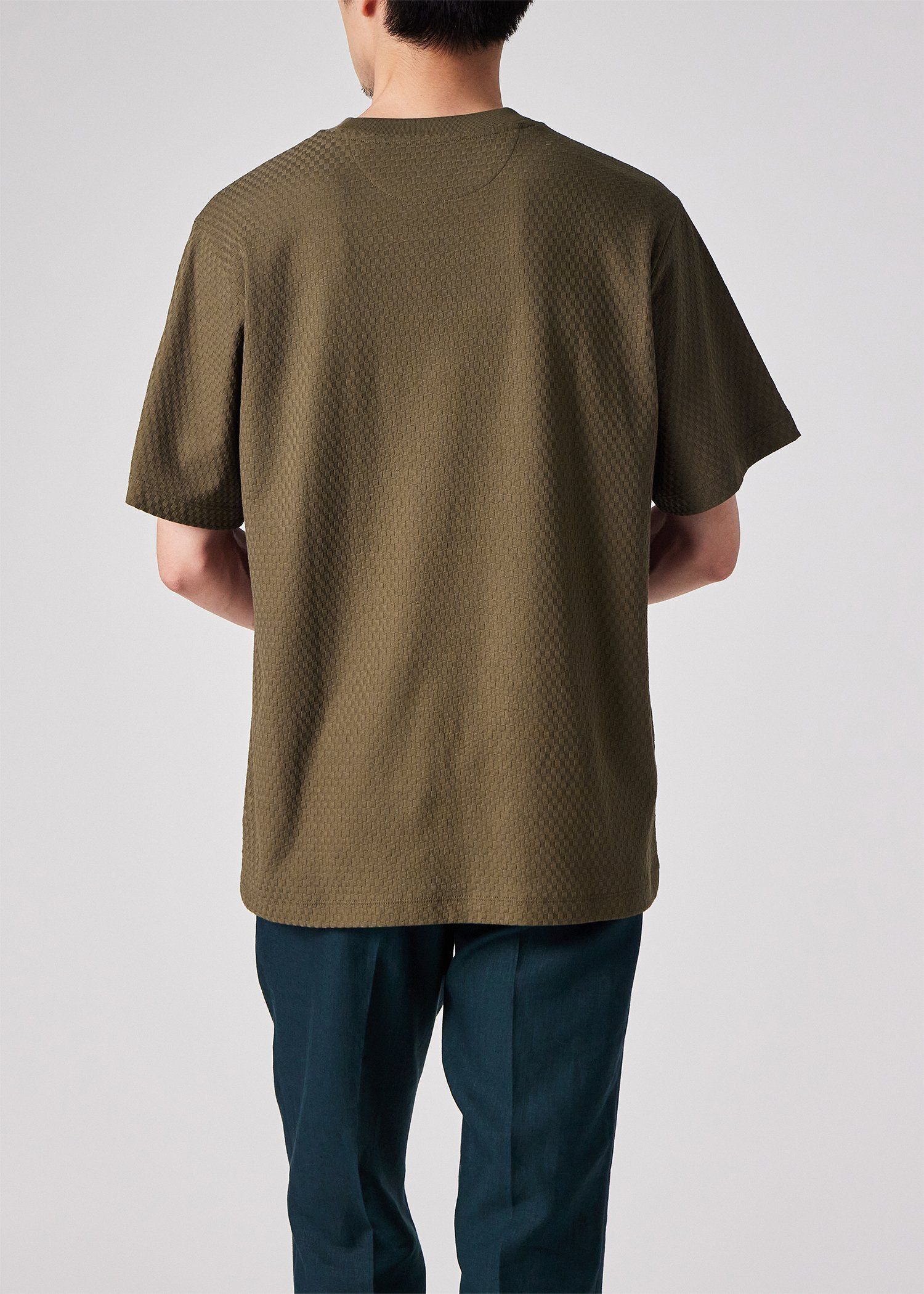 "Cropped Logo"ジャカードチェック 半袖カットソー
