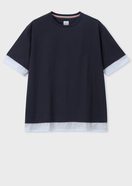ストライプシャツスリーブ 半袖Tシャツ