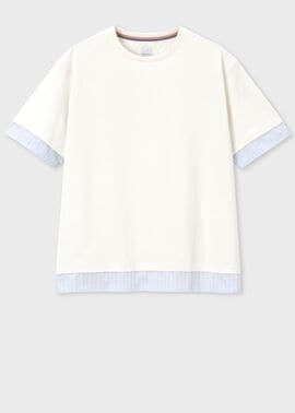 ストライプシャツスリーブ 半袖Tシャツ