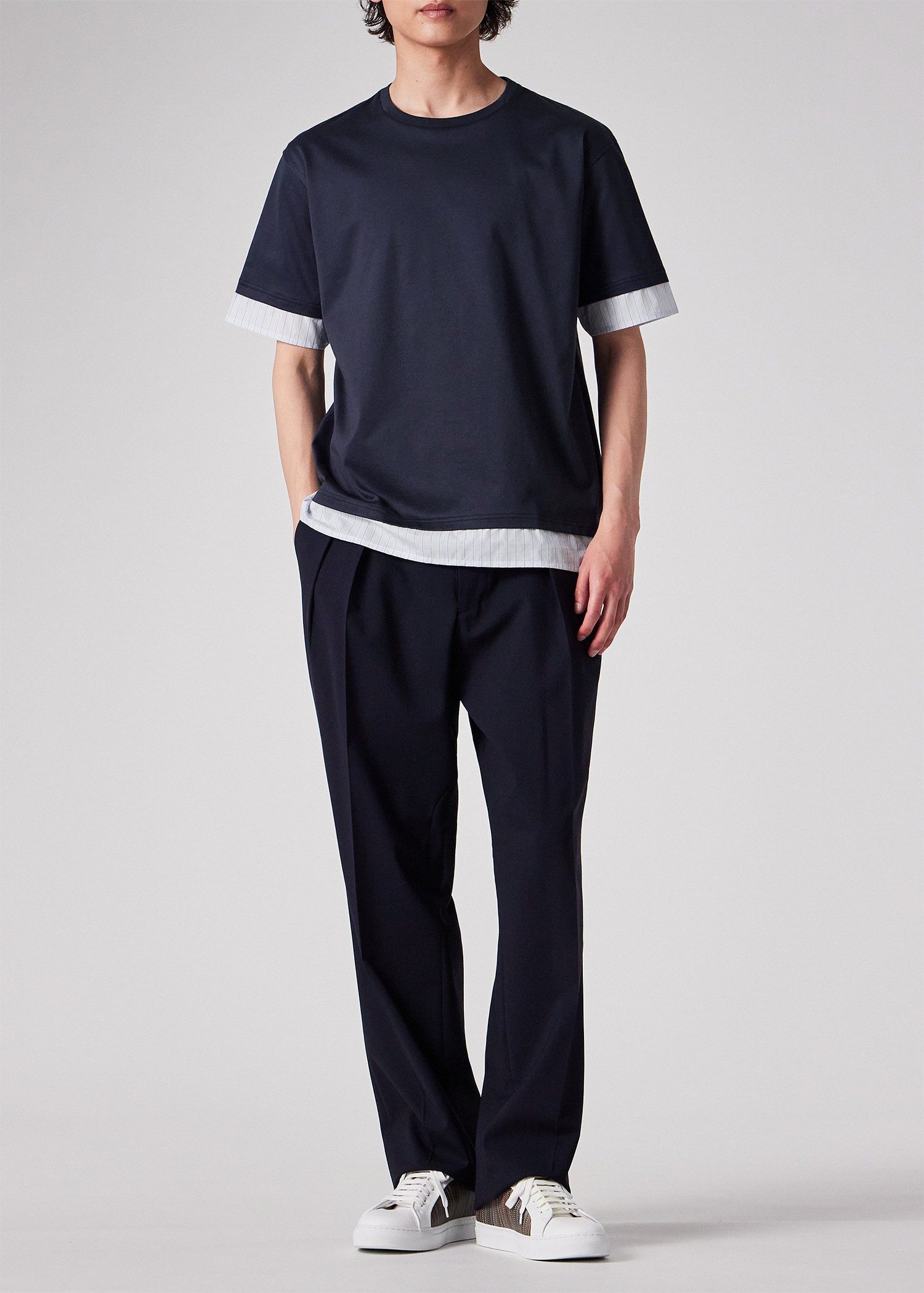 ストライプシャツスリーブ 半袖Tシャツ