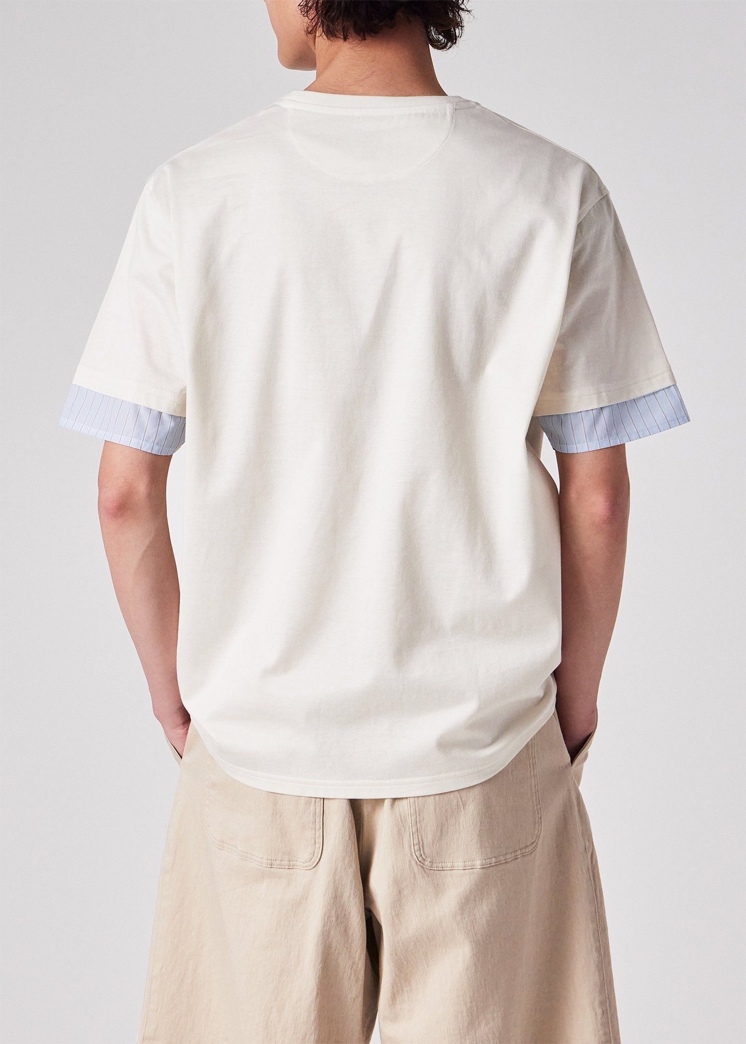 ストライプシャツスリーブ 半袖Tシャツ
