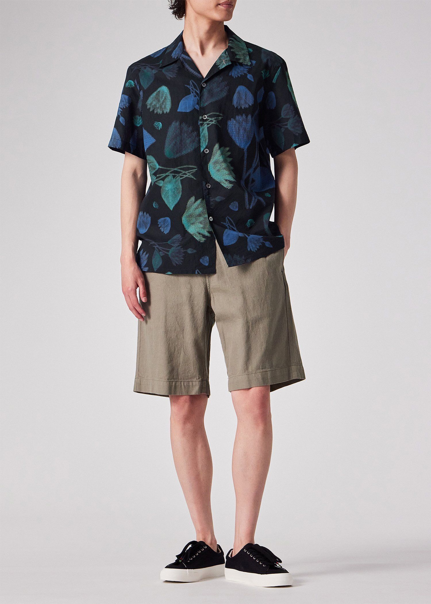 "Half Tone Floral" オープンカラーシャツ