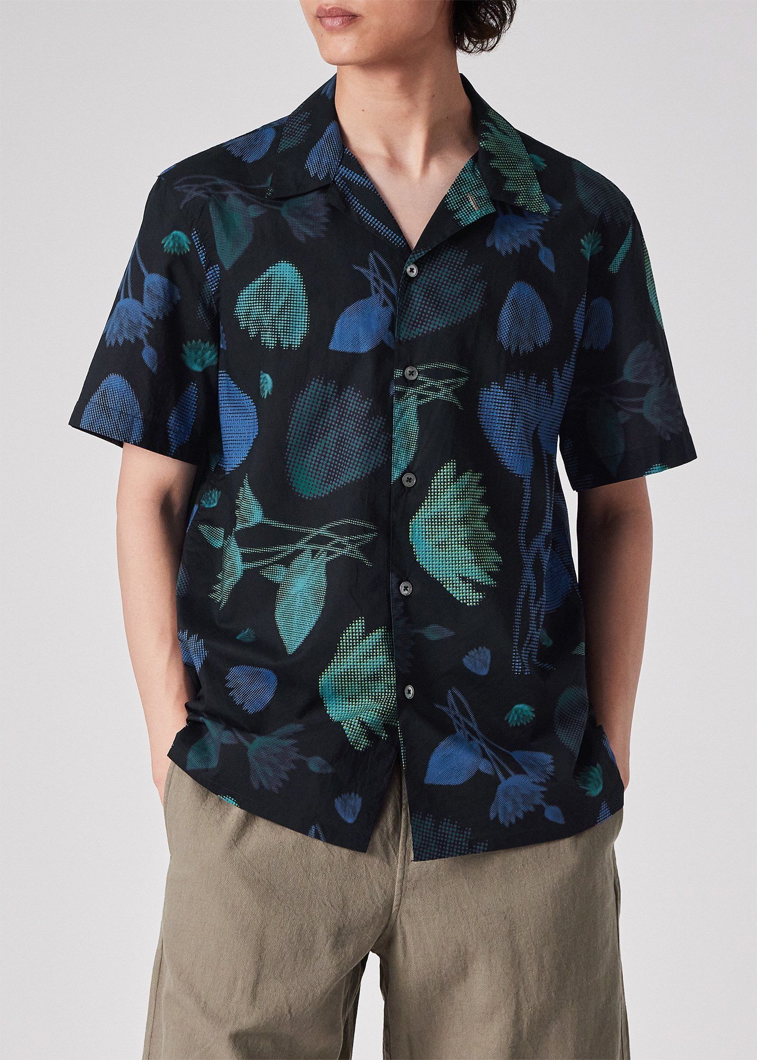 "Half Tone Floral" オープンカラーシャツ