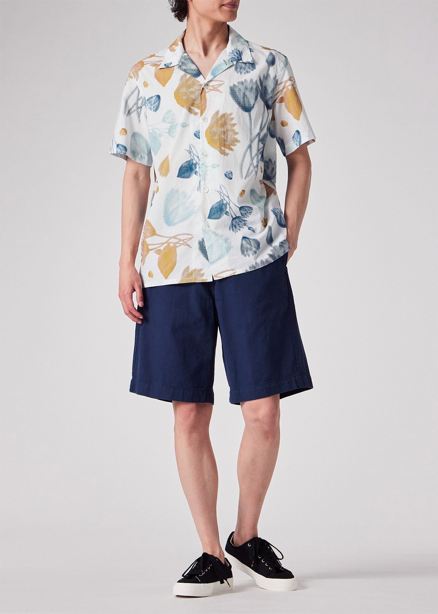 "Half Tone Floral" オープンカラーシャツ