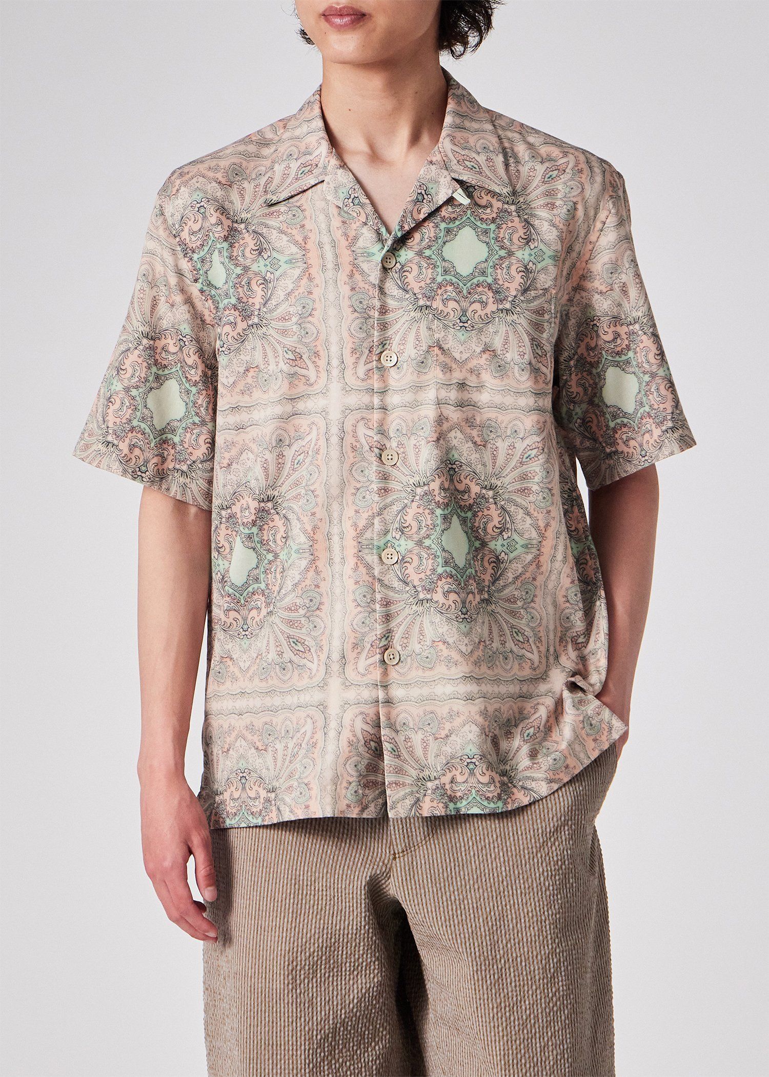 "Paisley Hanky" オープンカラーシャツ