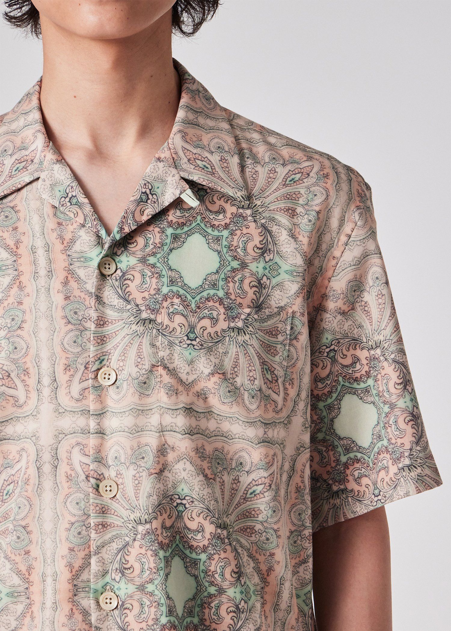"Paisley Hanky" オープンカラーシャツ
