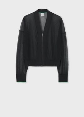 ウィメンズ シアーラメ ジップアップ カーディガン(ブラック ウィメンズ シアーラメ ジップアップ カーディガン(ブラック