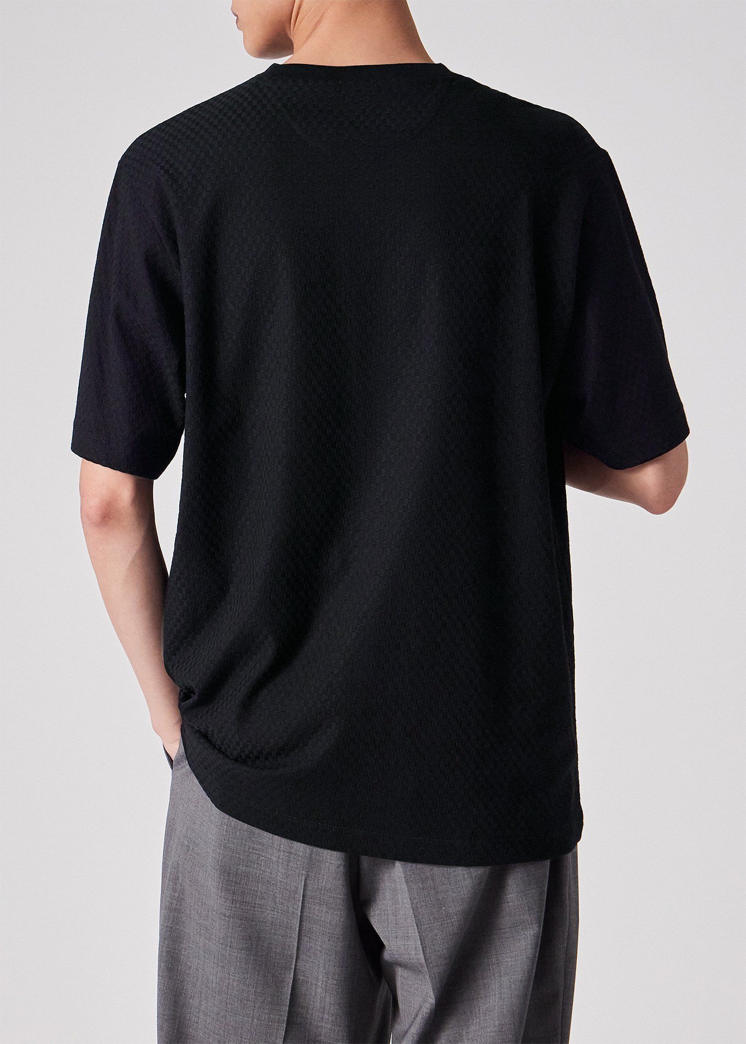 "Cropped Logo"ジャカードチェック 半袖カットソー