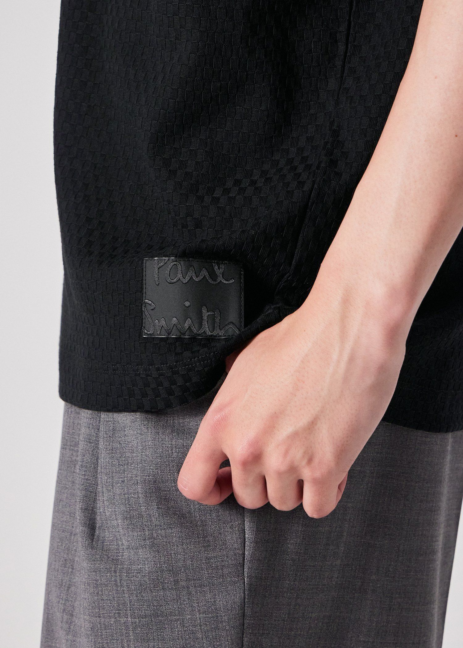 "Cropped Logo"ジャカードチェック 半袖カットソー