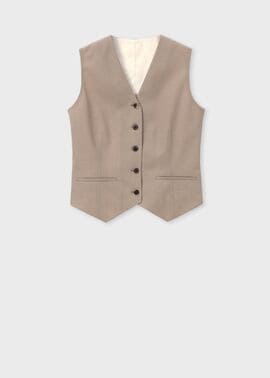 Paul Smith WOMEN◆ニットベスト(薄手)/--/ウール/BLK/プリント ウィメンズ バイカラー ニット ベスト（245253KN157