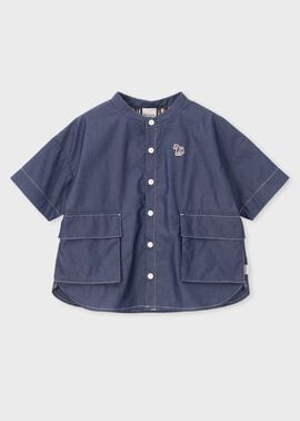 ジュニア バンドカラービッグポケット シャツ